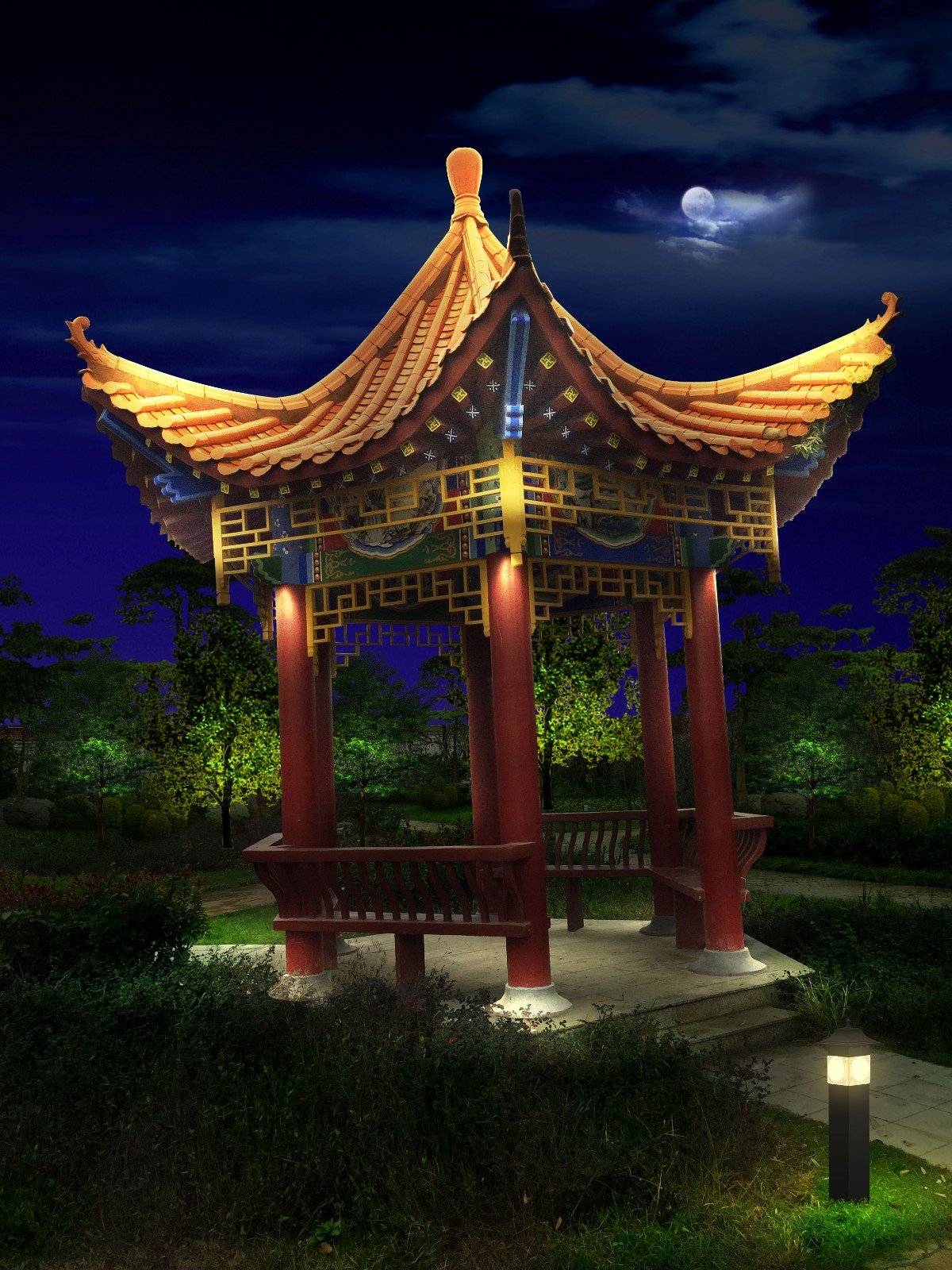 阜南縣清河公園，體育公園景觀(guān)亮化